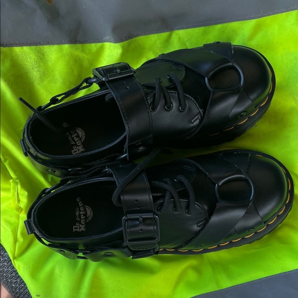 Dr. Martens Black Ankle Boots with Yellow Stitching - Picture 4 of 5